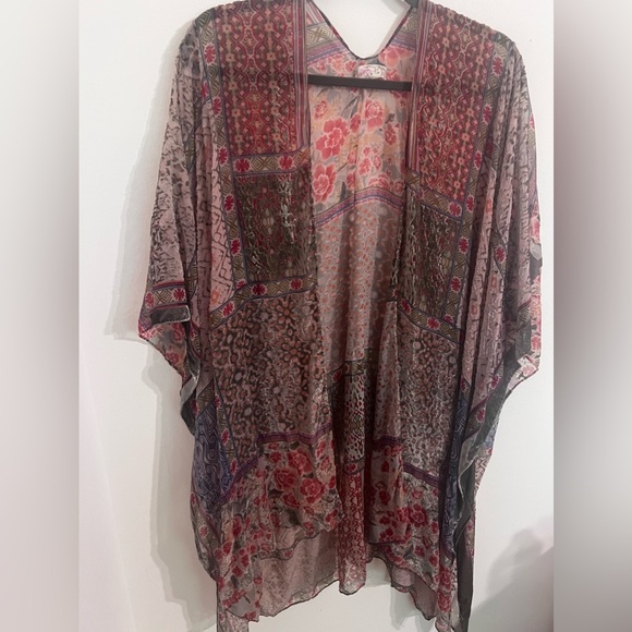 Free People Velvet Burnout Kimono Open-Front Floral Bohemian One Size - Picture 6 of 10